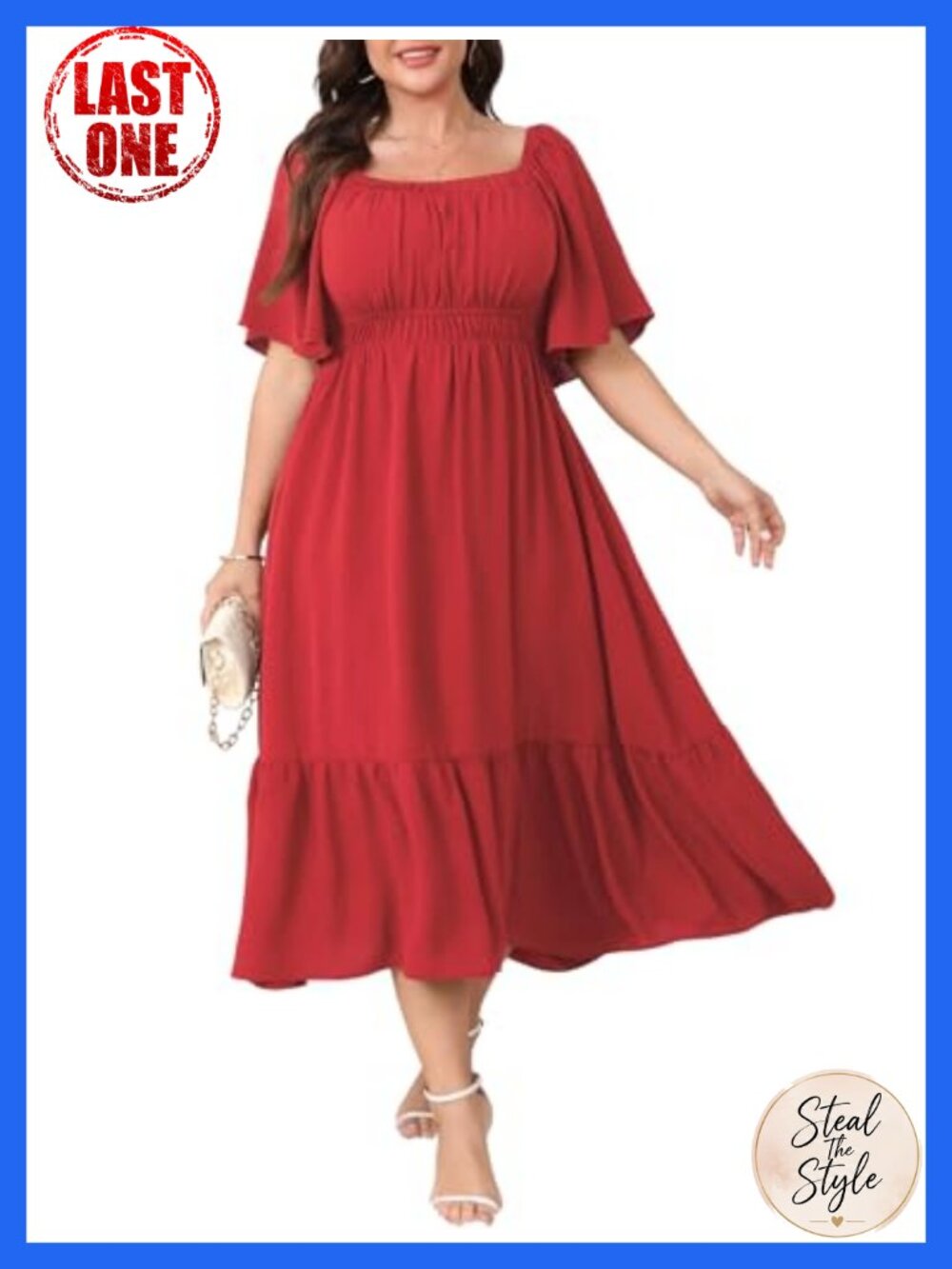 Plus Size Smocked Maxi Dress Square Neck Flowy Casual Summer Wedding Guest